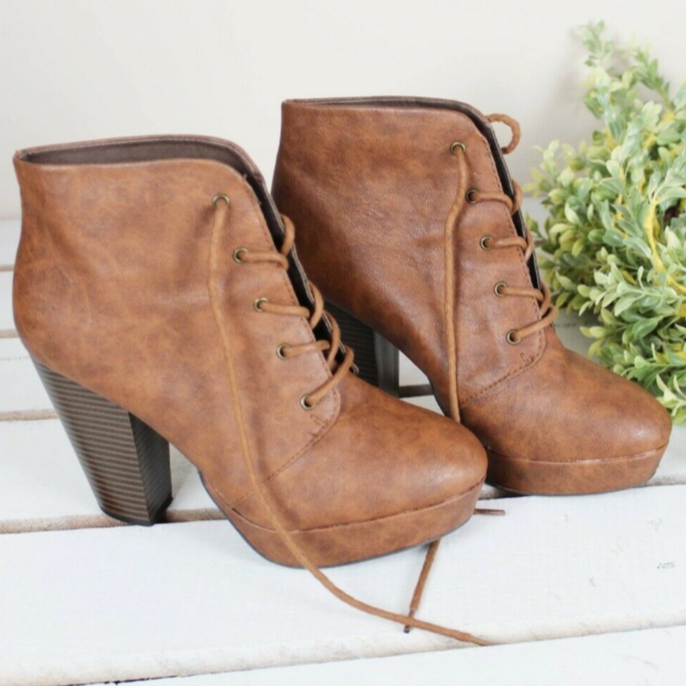 Candies Lace-Up Platform Booties